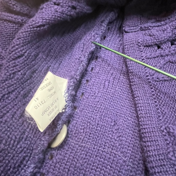 Austrian Wool Geiger Collections Royal Purple Textured Knit Cardigan Tag/Size 36 - Picture 13 of 16